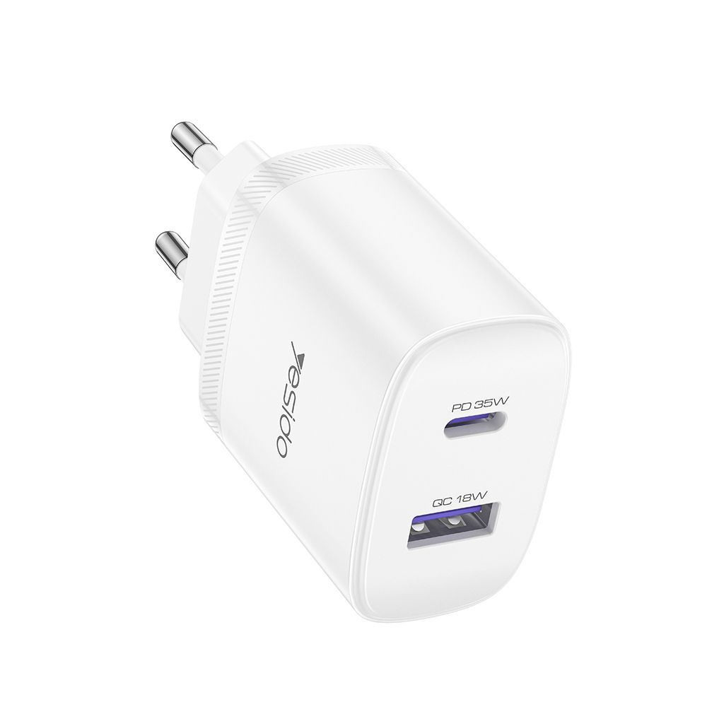 Φορτιστής Yesido YC108 35W Type-C και USB με Καλώδιο Type-C PD Λευκό