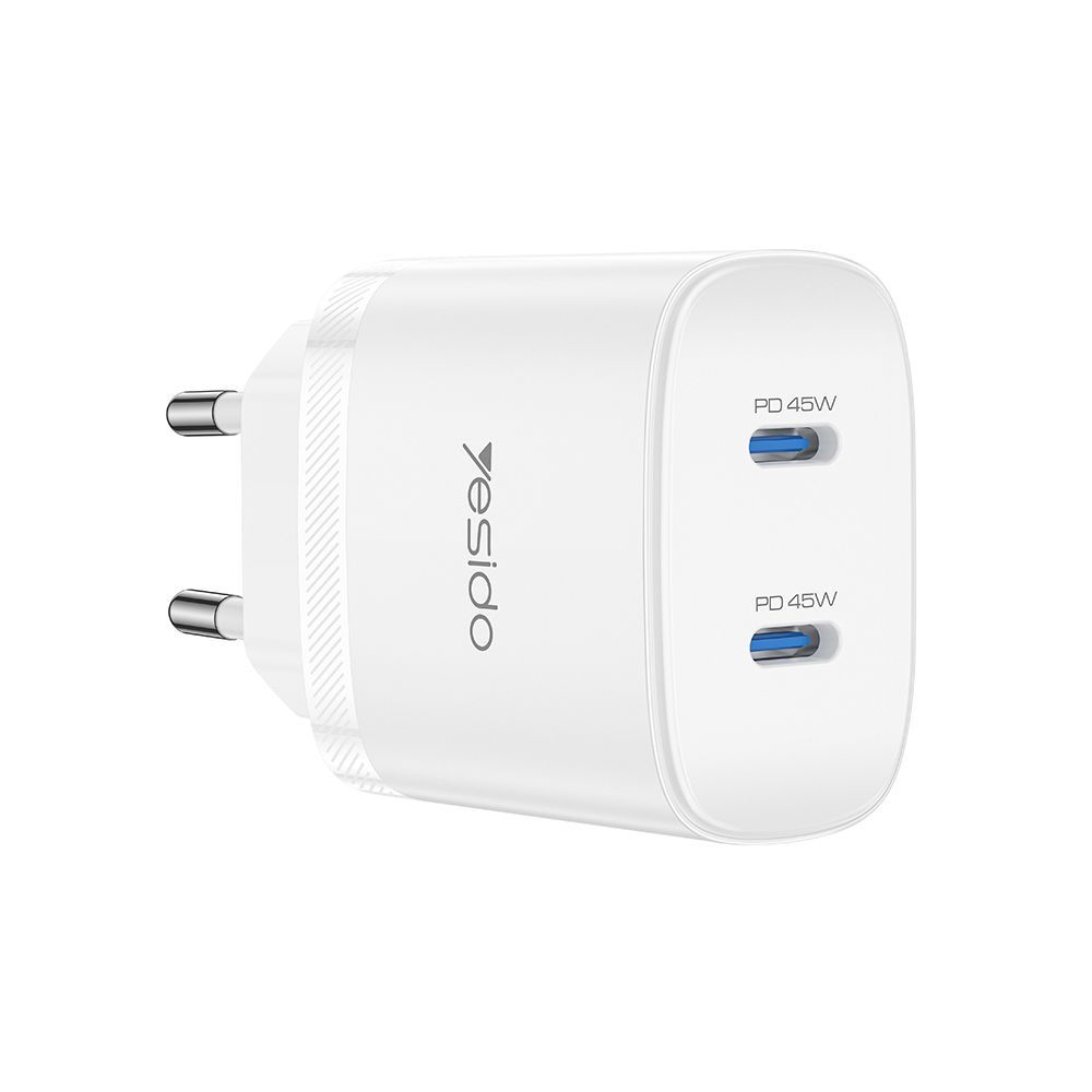 Φορτιστής Yesido YC109 45W 2xType-C και Καλώδιο Type-C PD Λευκό