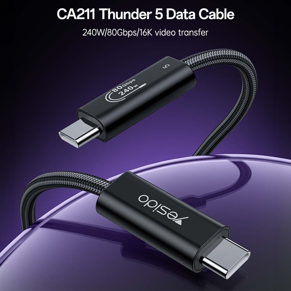 Καλώδιο Thunderbolt / Type-C 5 Yesido CA211 80Gbps 240W 1m Μαύρο