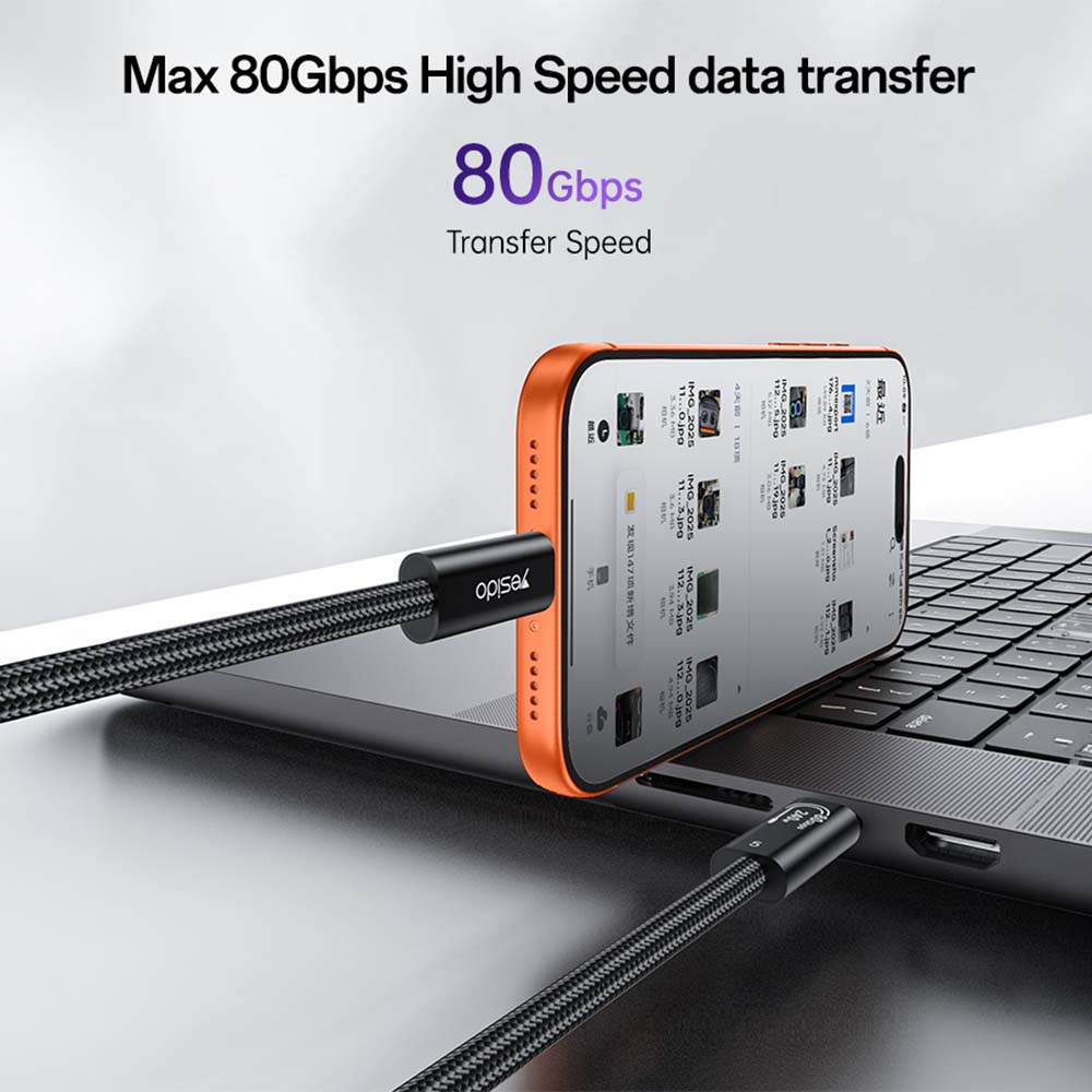 Καλώδιο Thunderbolt / Type-C 5 Yesido CA211 80Gbps 240W 1m Μαύρο