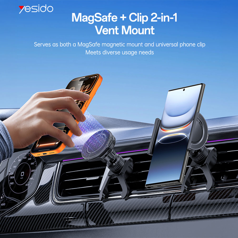 Yesido C253 2 σε 1 MagSafe Βάση Κινητού Αυτοκινήτου για Αεραγωγό Μαύρο