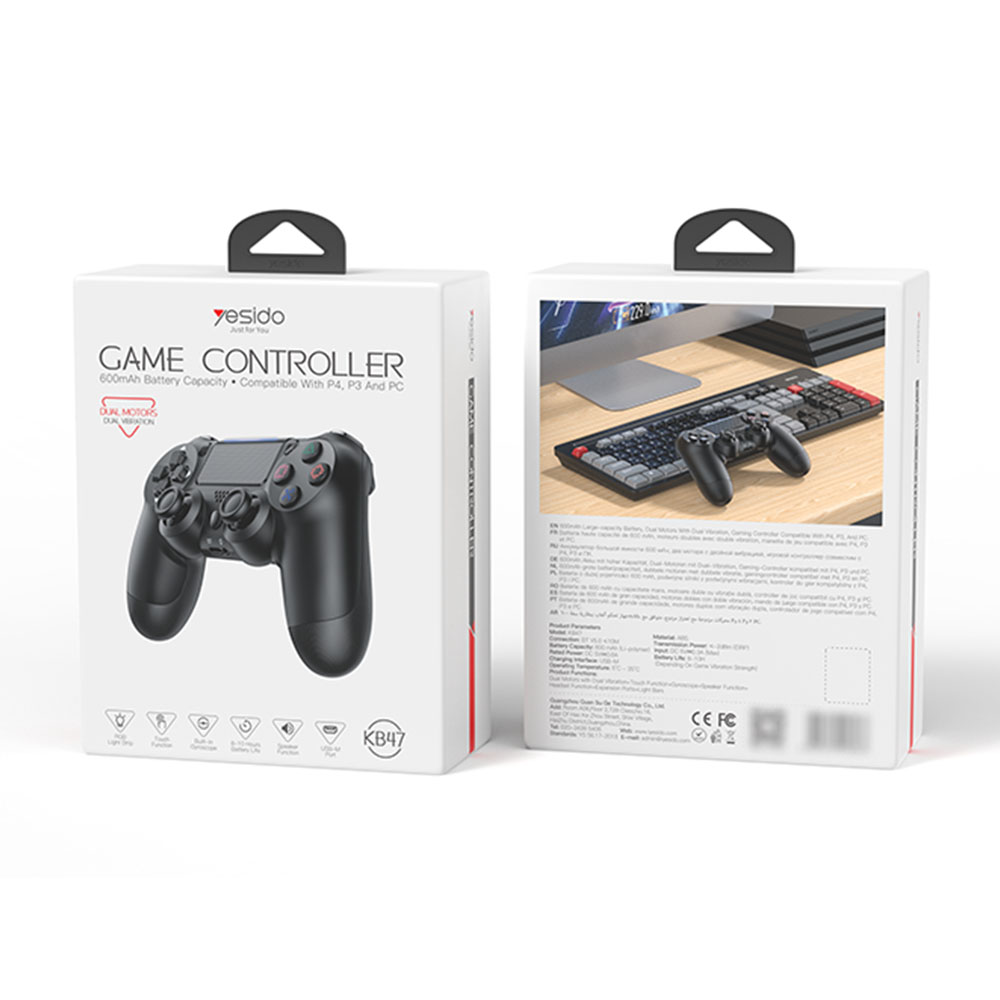 Ασύρματο Χειριστήριο Gaming Yesido KB47 για PS4 / PS4 Pro / PS4 Slim Μαύρο
