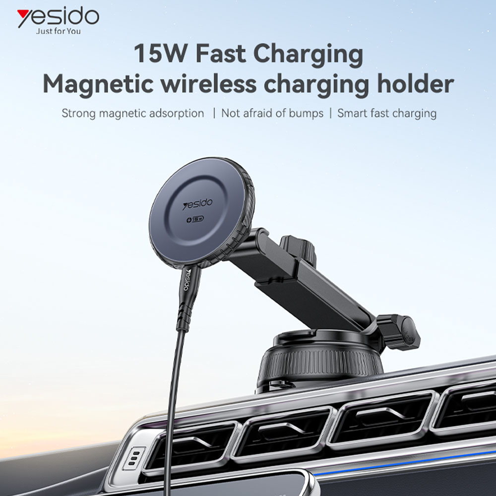 Yesido C321 MagSafe Βάση Κινητού για Ταμπλό με Ασύρματη Φόρτιση 15W Μαύρο