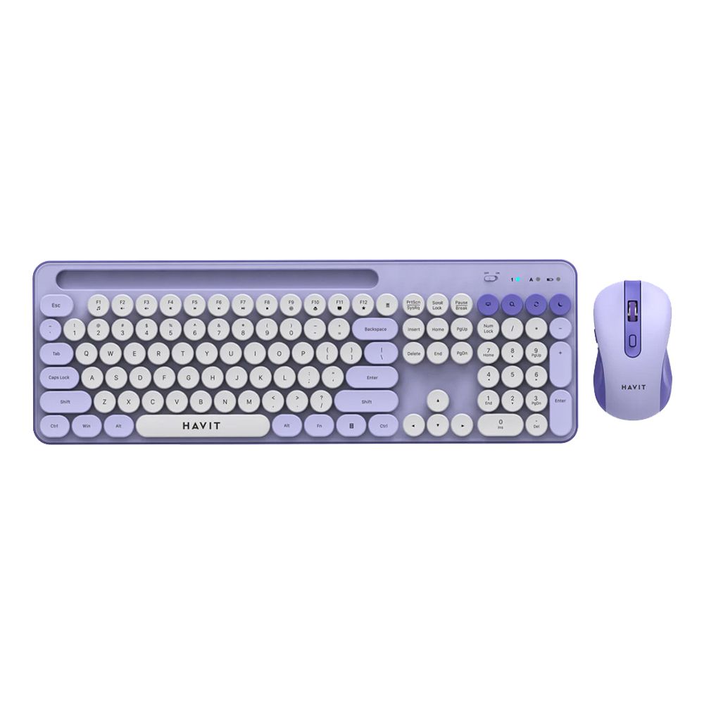 Σετ Ασύρματο Πληκτρολόγιο & Ποντίκι - Havit KB832GCM Λευκό|Μωβ