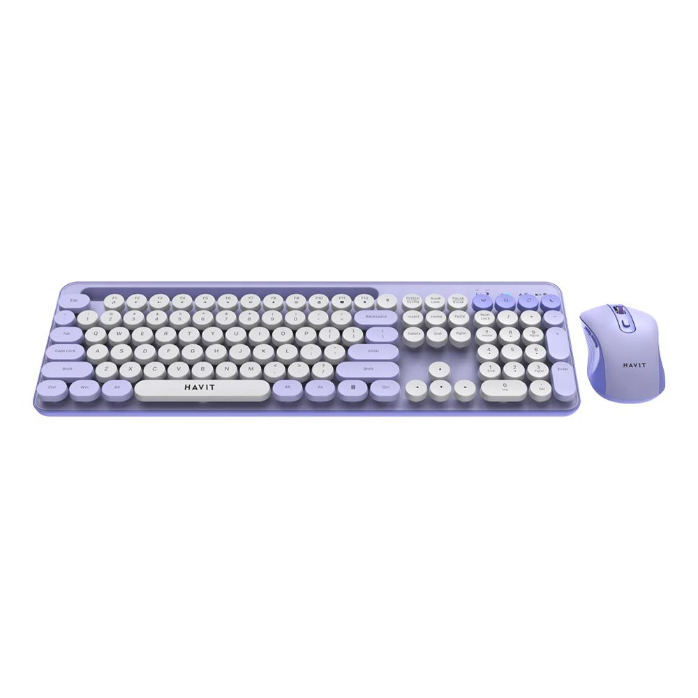 Σετ Ασύρματο Πληκτρολόγιο & Ποντίκι - Havit KB832GCM Λευκό|Μωβ