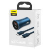 Φορτιστής Αυτοκινήτου Baseus Contactor Pro USB+USB-C με καλώδιο Lightning QC4.0+, PD, SCP, 40W 1m Μπλέ