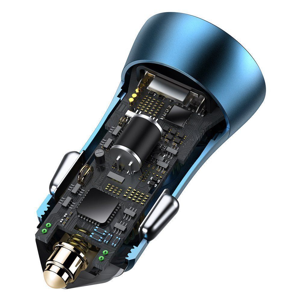 Φορτιστής Αυτοκινήτου Baseus Contactor Pro USB+USB-C με καλώδιο Lightning QC4.0+, PD, SCP, 40W 1m Μπλέ