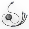 Baseus Bright Mirror flat Retractable 3in1 USB σε Type-C/Lightning/Mirco USB 1.2m 3,5A Μαύρο