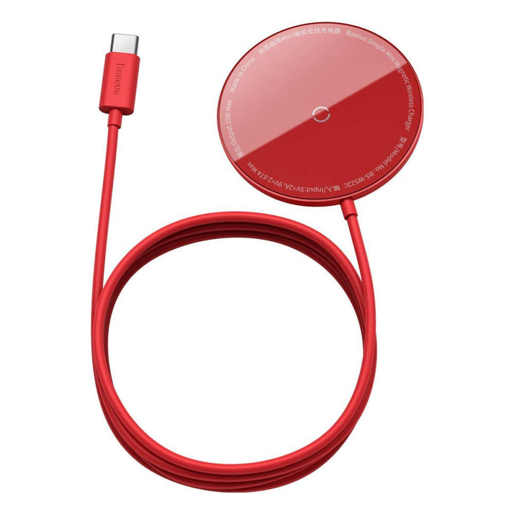 Ασύρματος Φορτιστής Baseus Mini 15W Qi Magsafe Κόκκινο