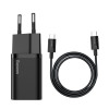 Φορτιστής Baseus Super Si Quick Charger 1C 25W καλώδιο Type C 1m Μαύρο