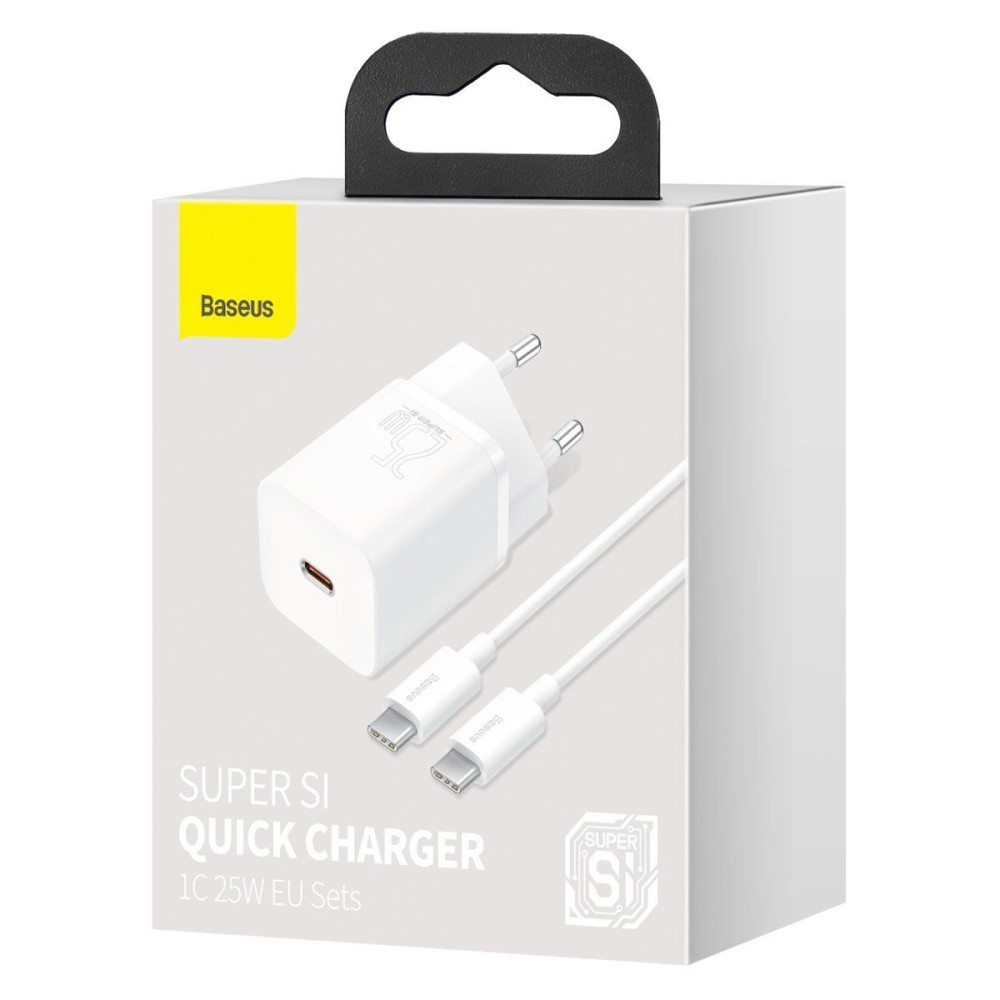 Φορτιστής Baseus Super Si Quick Charger 1C 25W καλώδιο Type C 1m Λευκό