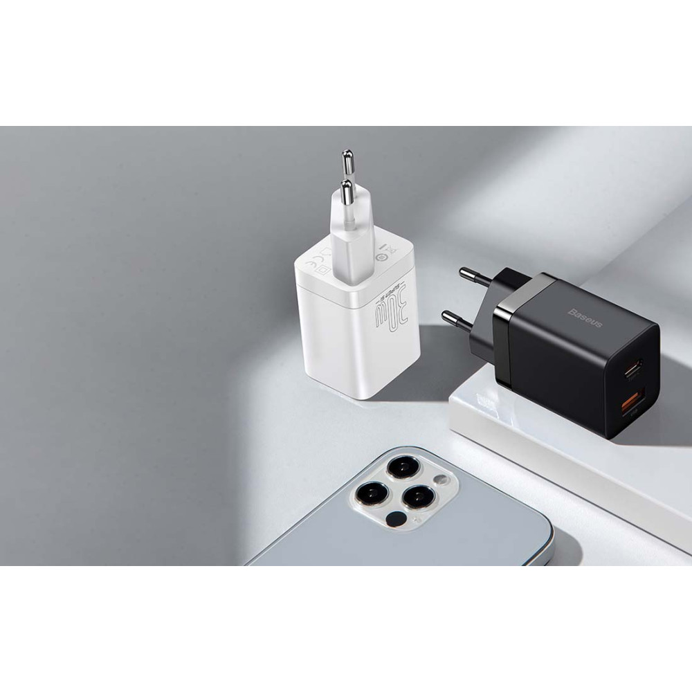 Φορτιστής Baseus Super Si Pro USB / Type C 30W PD Quick Charge 3.0 Λευκό