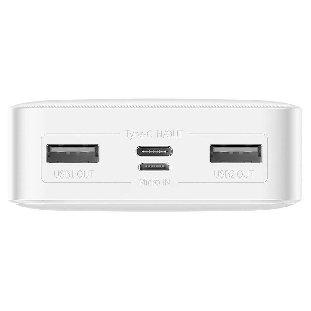 Powerbank Baseus Bipow 20000mAh, με 2 Θύρες USB-A και Θύρα USB-C, 15W PD Λευκό