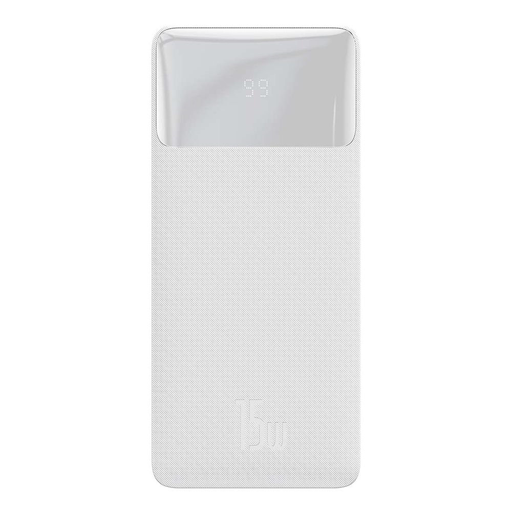 Powerbank Baseus Bipow 20000mAh, με 2 Θύρες USB-A και Θύρα USB-C, 15W PD Λευκό