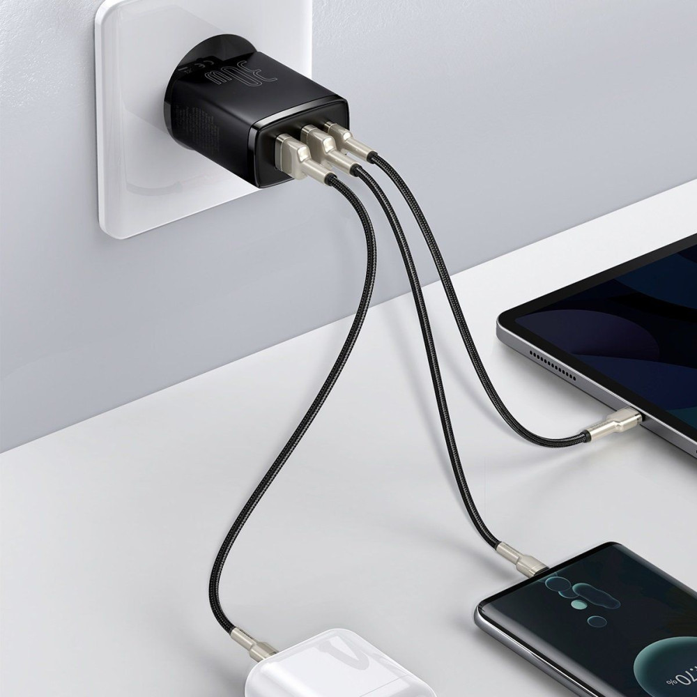 Φορτιστής Baseus Type C/2x USB PD Quick Charge,30W, 3A Μαύρο