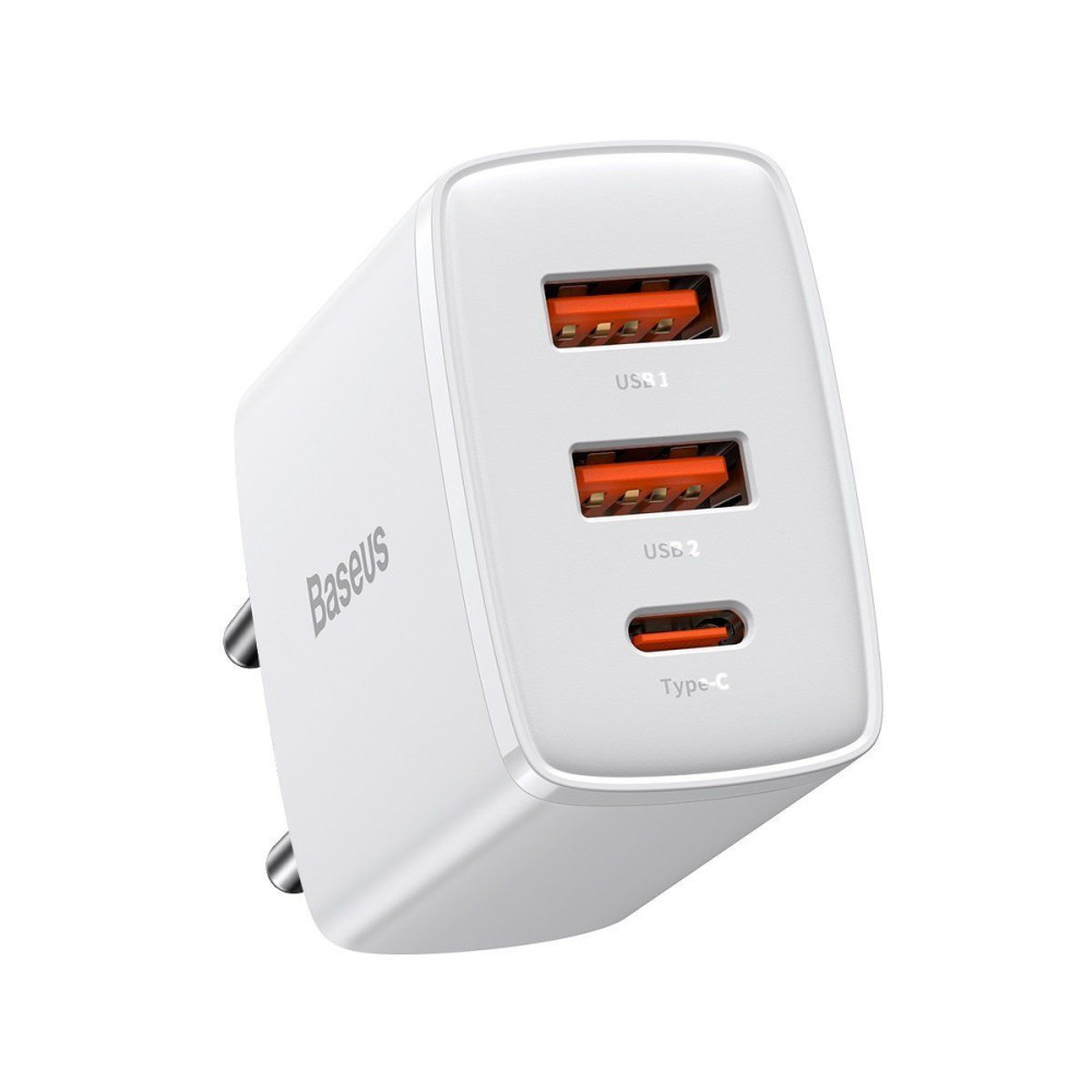 Φορτιστής Baseus Type C/2x USB PD Quick Charge,30W, 3A Λευκό