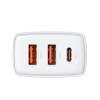 Φορτιστής Baseus Type C/2x USB PD Quick Charge,30W, 3A Λευκό