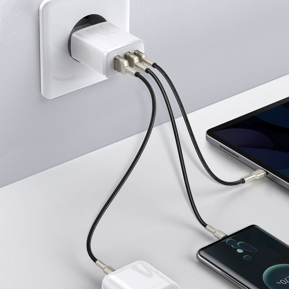 Φορτιστής Baseus Type C/2x USB PD Quick Charge,30W, 3A Λευκό