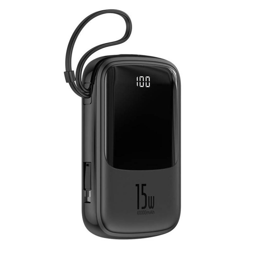 Baseus Qpow Power Bank 10000mAh 15W με Καλώδιο Lightning Μαύρο