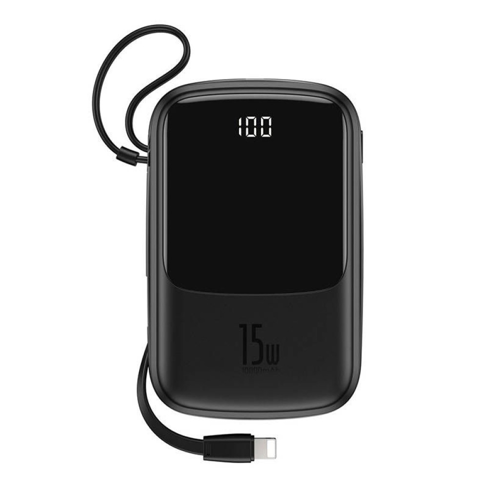 Baseus Qpow Power Bank 10000mAh 15W με Καλώδιο Lightning Μαύρο