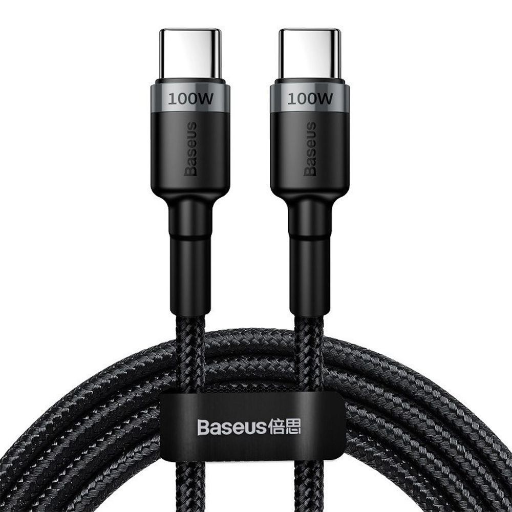 Καλώδιο Baseus Cafule Braided USB-C PD / USB-C PD PD2.0 100W 20V 5A QC3.0 2M Μαύρο / Γκρι