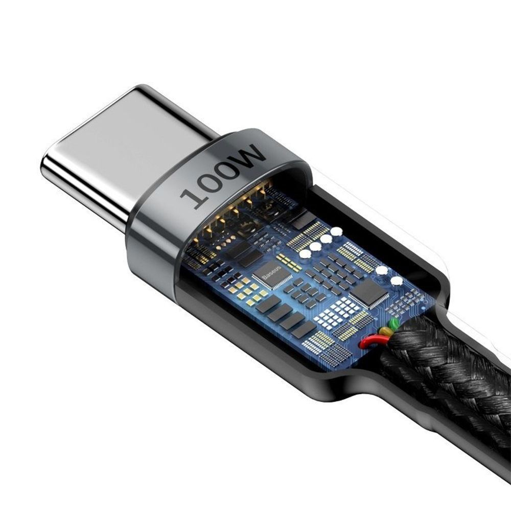 Καλώδιο Baseus Cafule Braided USB-C PD / USB-C PD PD2.0 100W 20V 5A QC3.0 2M Μαύρο / Γκρι