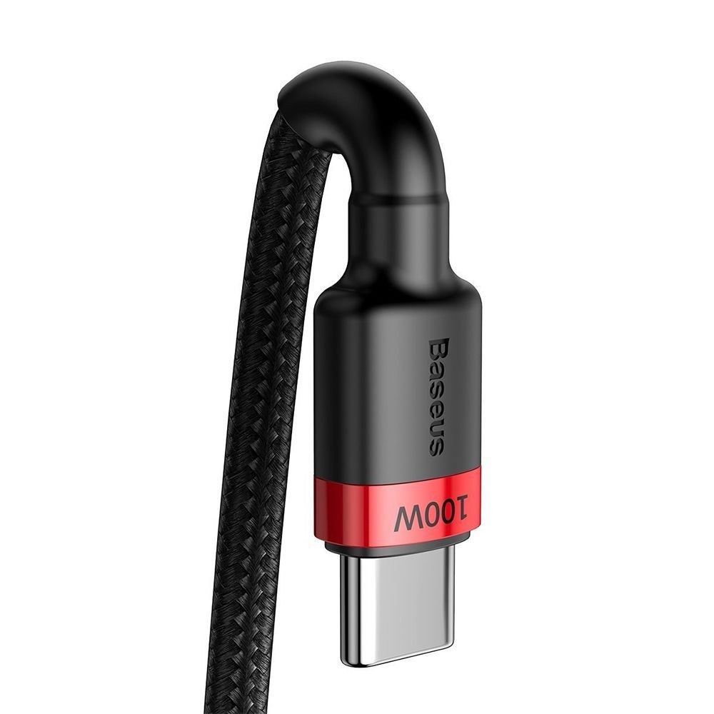 Καλώδιο Baseus Cafule Braided USB-C PD / USB-C PD PD2.0 100W 20V 5A QC3.0 2M Μαύρο / Κόκκινο
