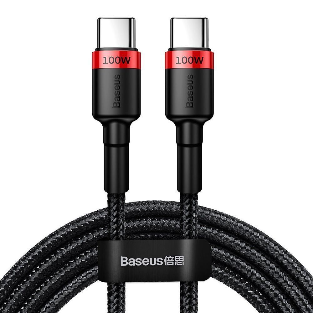 Καλώδιο Baseus Cafule Braided USB-C PD / USB-C PD PD2.0 100W 20V 5A QC3.0 2M Μαύρο / Κόκκινο