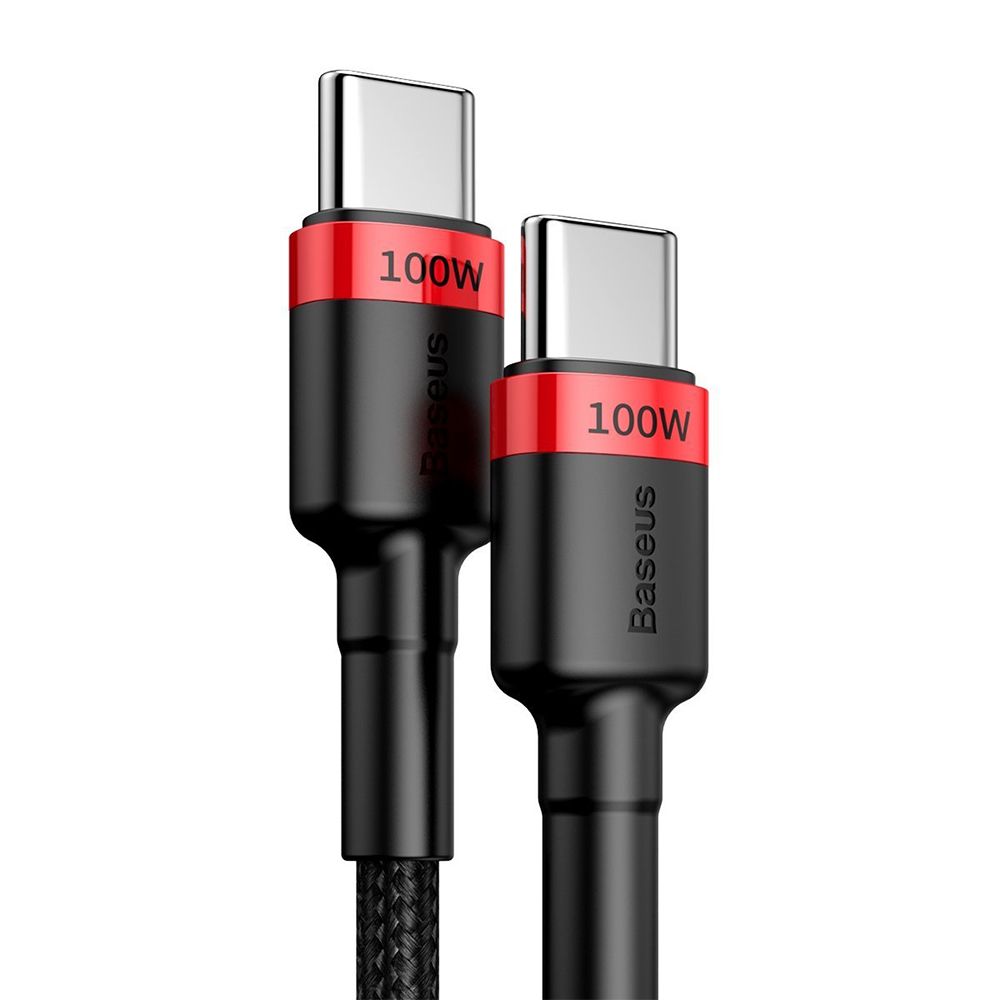 Καλώδιο Baseus Cafule Braided USB-C PD / USB-C PD PD2.0 100W 20V 5A QC3.0 2M Μαύρο / Κόκκινο