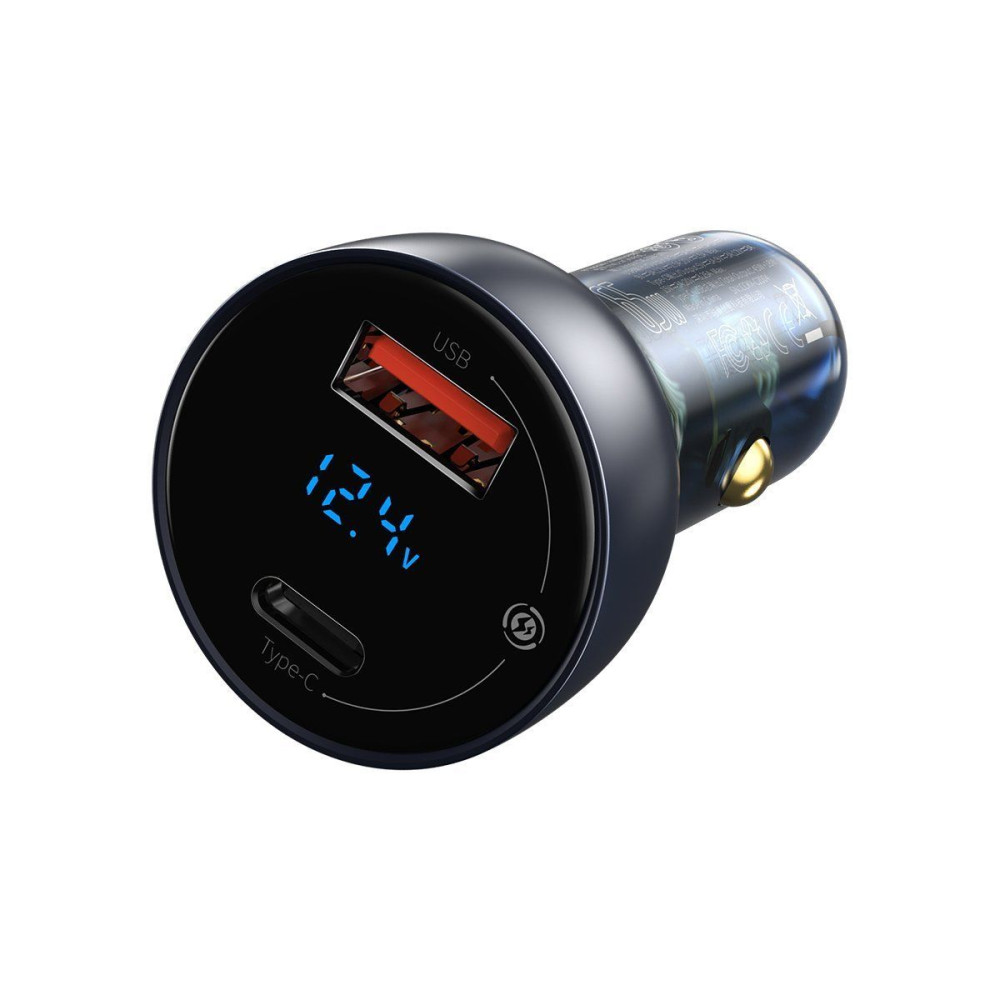 Φορτιστής Αυτοκινήτου Baseus Particular Digital Display, USB + USB-C, QC3.0+PD, 5A, 65W + καλώδιο Type C 1m 100W Μαύρο