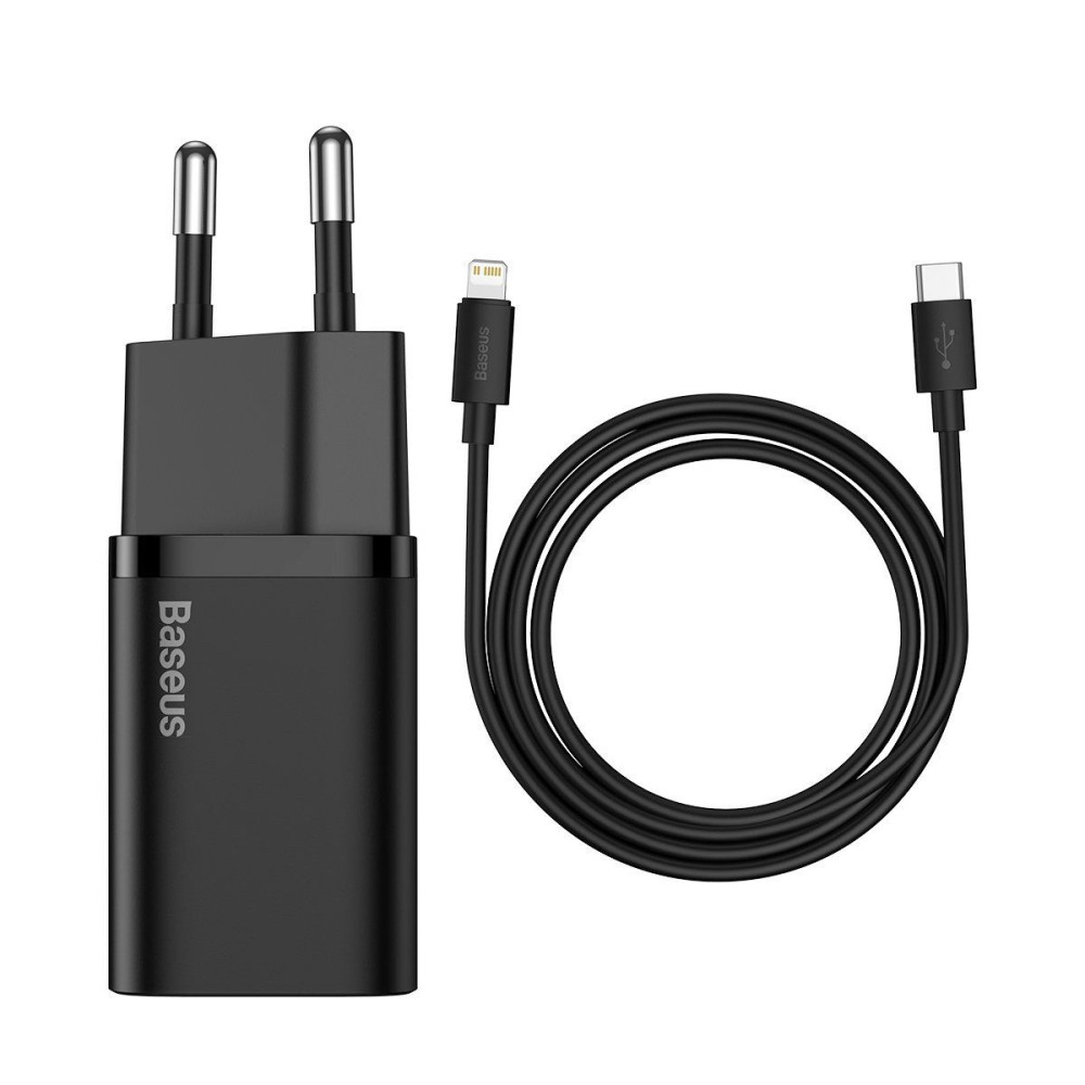 Φορτιστής Baseus Super Si Quick Charger 1C 20W Type C με Καλώδιο Lightning 1m Μαύρο