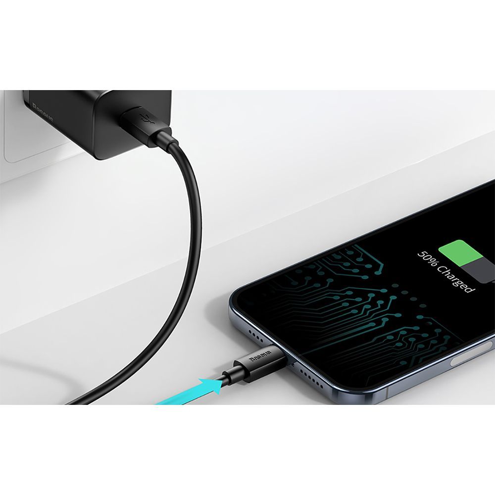 Φορτιστής Baseus Super Si Quick Charger 1C 20W Type C με Καλώδιο Lightning 1m Μαύρο