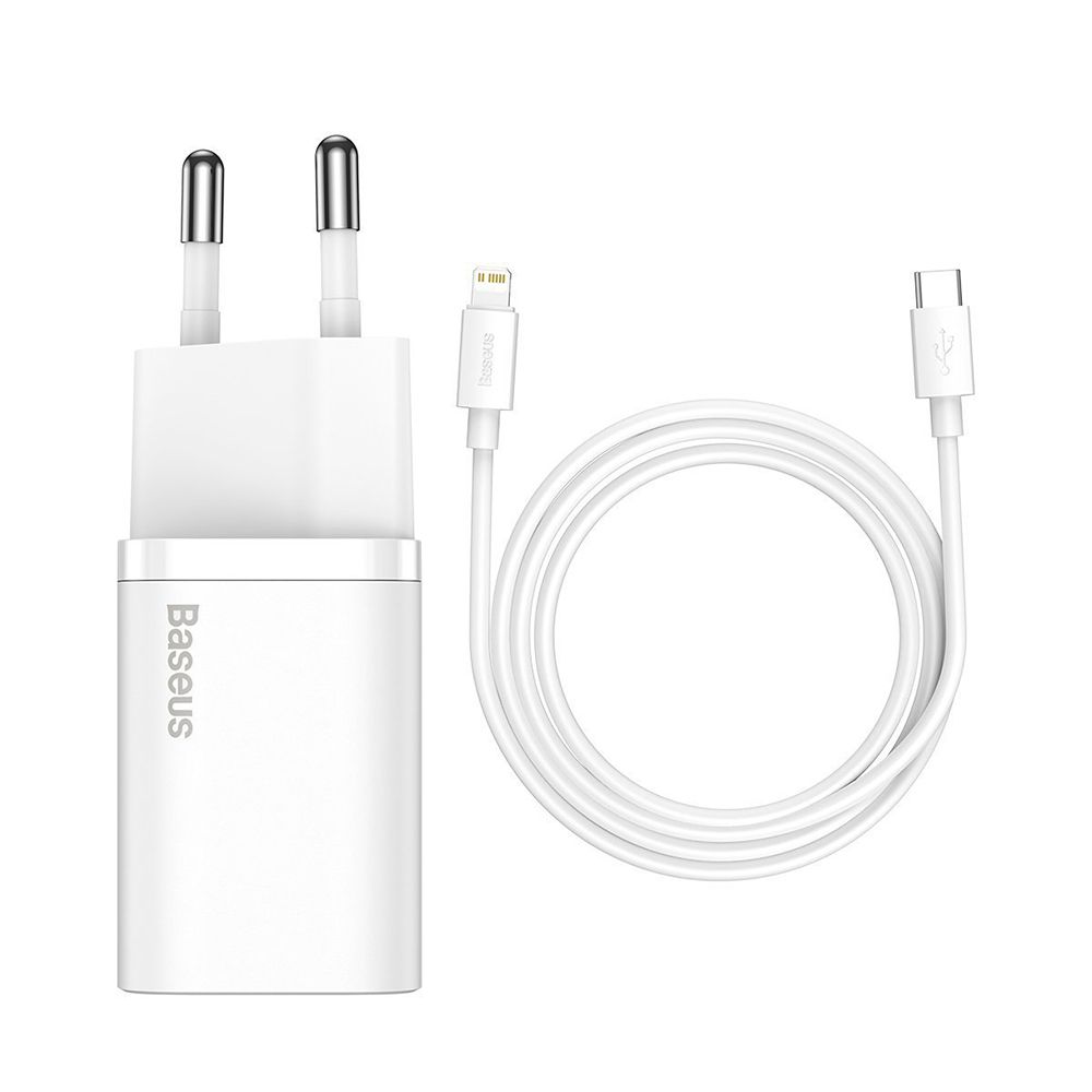 Φορτιστής Baseus Super Si Quick Charger 1C 20W Type C με Καλώδιο Lightning 1m Λευκό