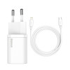 Φορτιστής Baseus Super Si Quick Charger 1C 20W Type C με Καλώδιο Lightning 1m Λευκό
