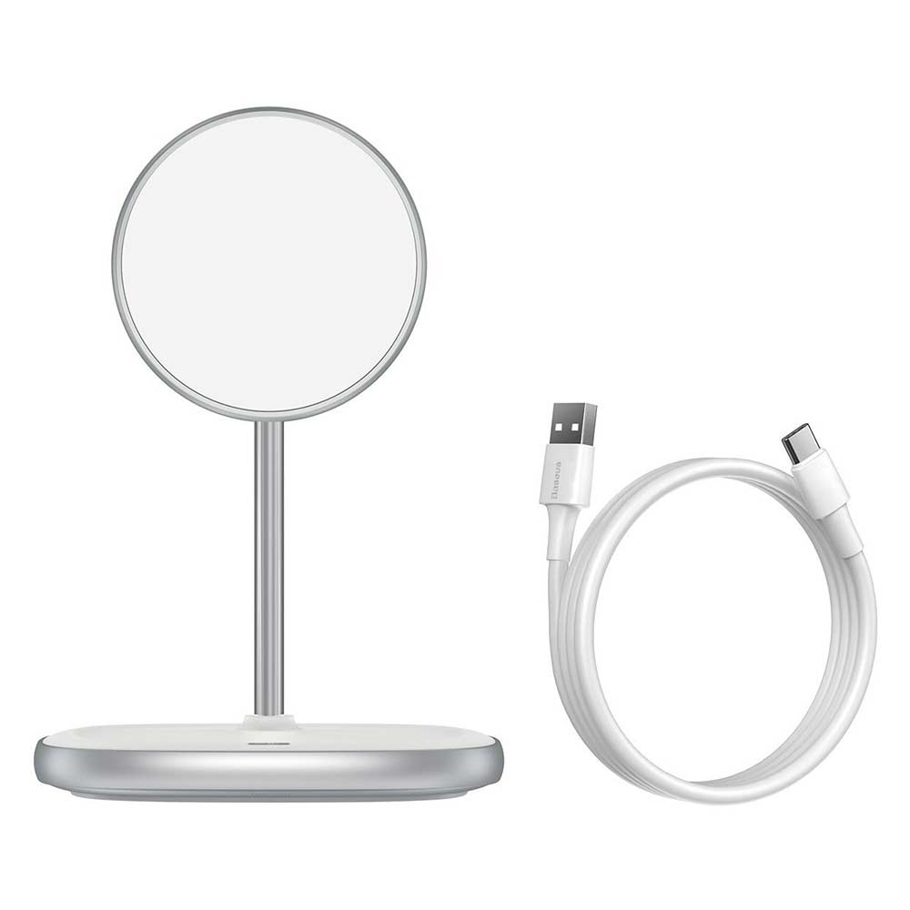 Ασύρματος Φορτιστής Qi Baseus & Stand (Συμβατό με Magsafe) Λευκό