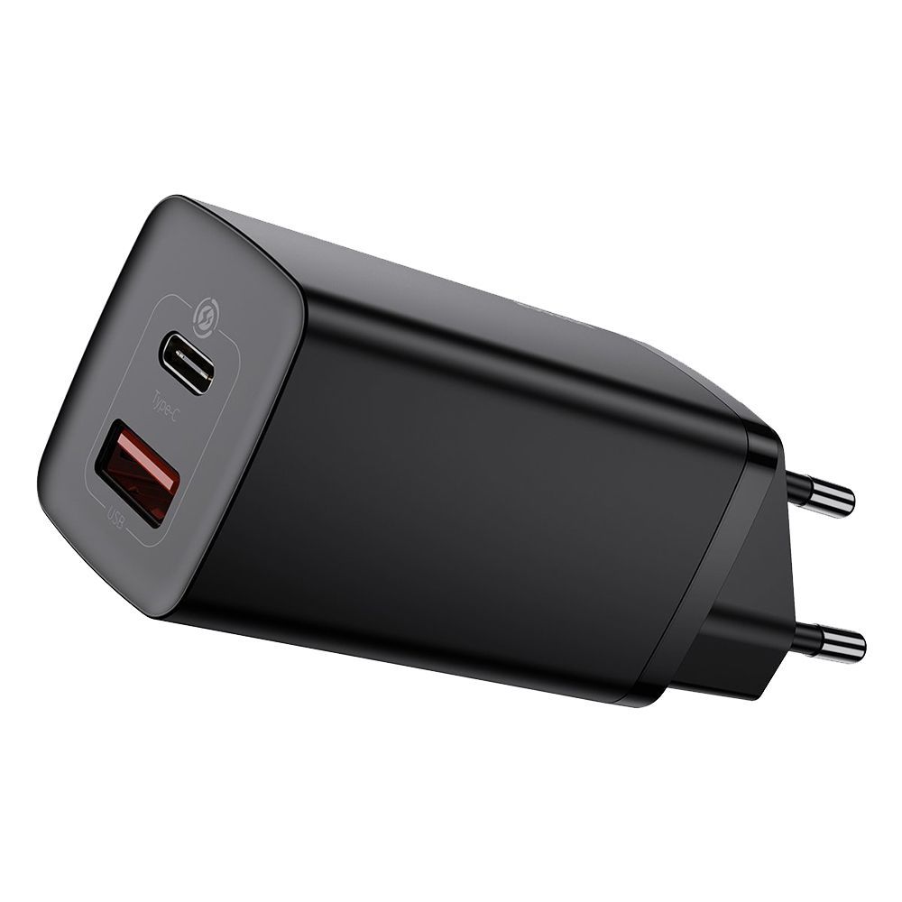 Φορτιστής Baseus GaN2 Lite Travel Charger USB+USB-C 65W PD QC 3.0 Μαύρο