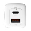 Φορτιστής Baseus GaN2 Lite Travel Charger USB+USB-C 65W PD QC 3.0 Λευκό