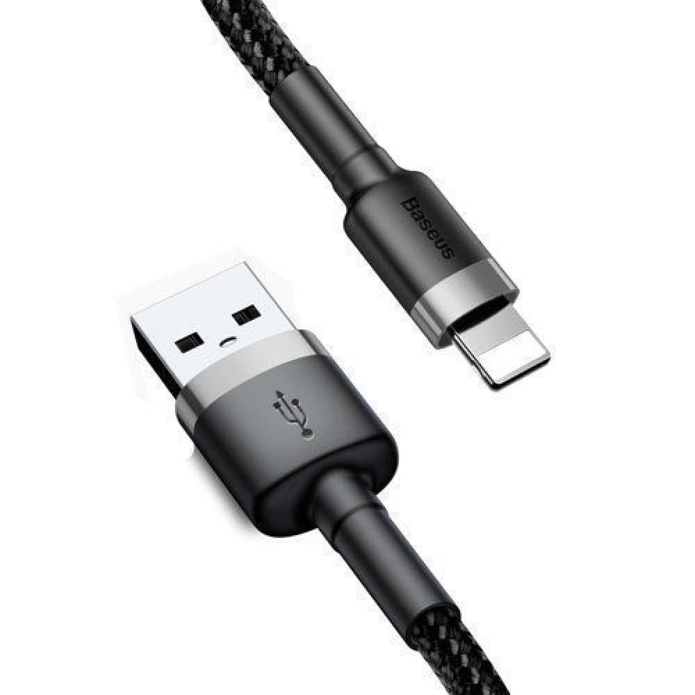 Καλώδιο Baseus Cafule Braided USB / Lightning QC3.0 2.4A 0.5m Μαύρο / Γκρι