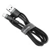 Καλώδιο Baseus Cafule Braided USB 2.0 / Lightning 2.4A 1m Μαύρο / Γκρι