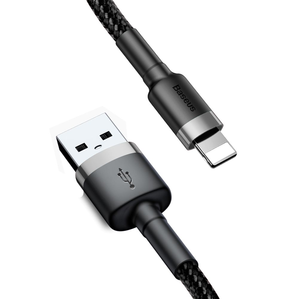 Καλώδιο Baseus Cafule Braided USB 2.0 / Lightning 2.4A 1m Μαύρο / Γκρι