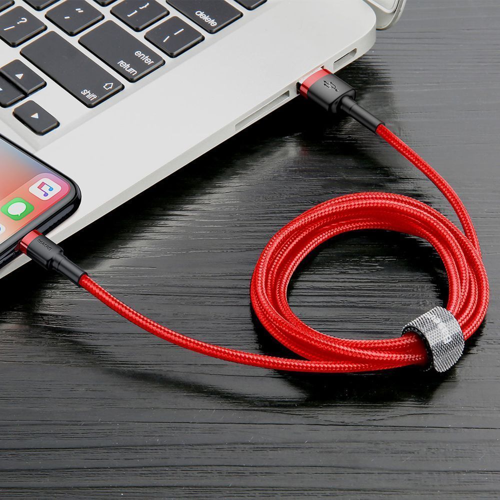 Καλώδιο Baseus Cafule Braided USB 2.0 / Lightning 1.5A 2m Κόκκινο