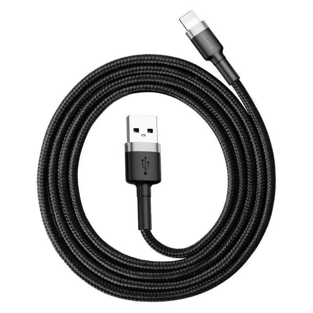 Καλώδιο Baseus Cafule Braided USB 2.0 / Lightning 1.5A 2m Μαύρο / Γκρι