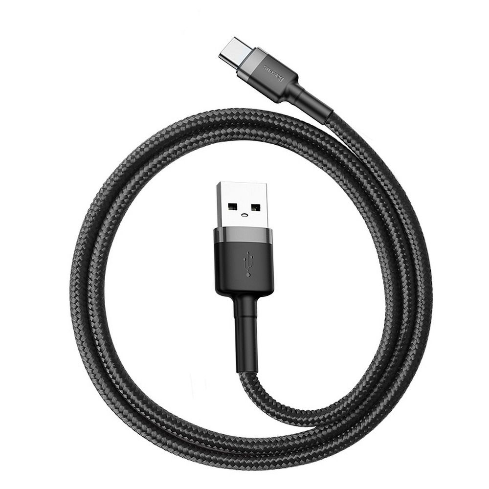Καλώδιο Baseus Cafule Braided USB / Type C QC3.0 3A 0.5m Μαύρο / Γκρι