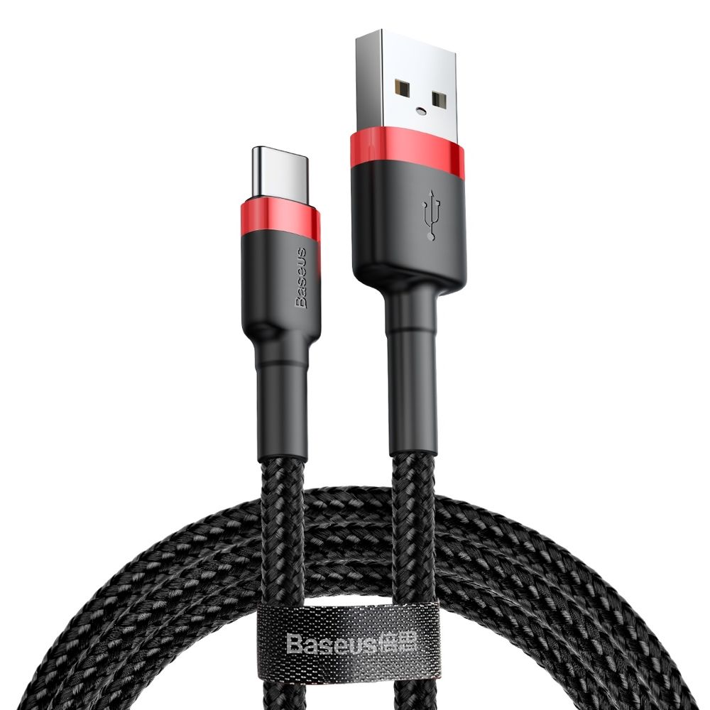 Καλώδιο Baseus Cafule Braided USB 2.0 / Type C 3A 1m Μαύρο / Κόκκινο