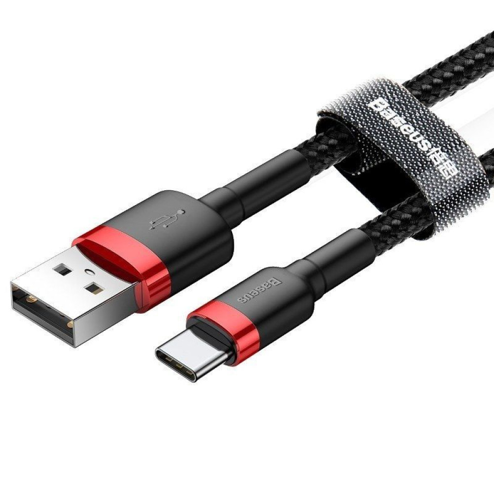Καλώδιο Baseus Cafule Braided USB 2.0 / Type C 2A 2m Μαύρο / Κόκκινο