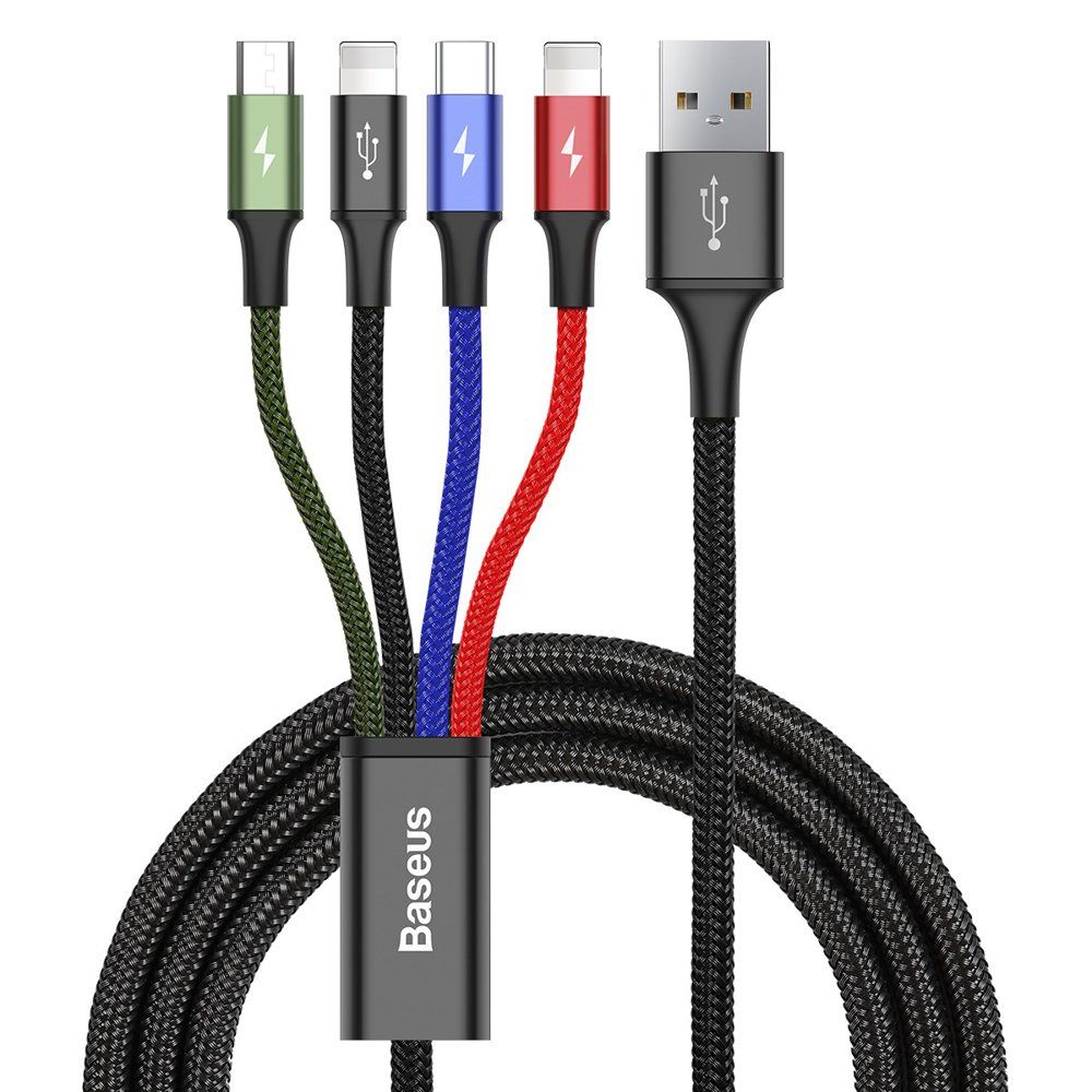 Καλώδιο Baseus USB 4 σε 1 2x Lightning / USB Type C / micro USB 3.5A 1.2m Μαύρο