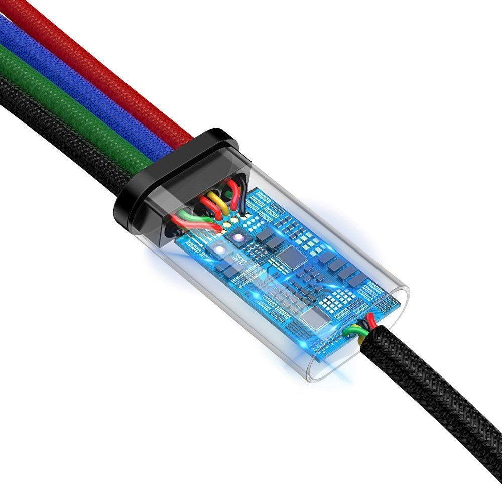 Καλώδιο Baseus USB 4 σε 1 2x Lightning / USB Type C / micro USB 3.5A 1.2m Μαύρο