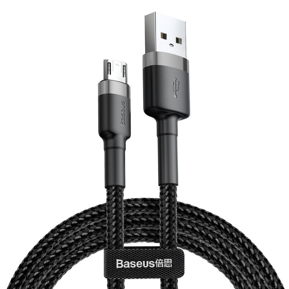 Καλώδιο Baseus Cafule Braided USB 2.0 / micro USB 2.4A 1m Μαύρο / Γκρι