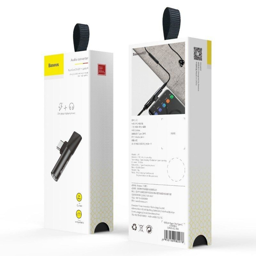 Baseus Adapter L41 USB-C male - 3.5mm female / USB-C female Μαύρο