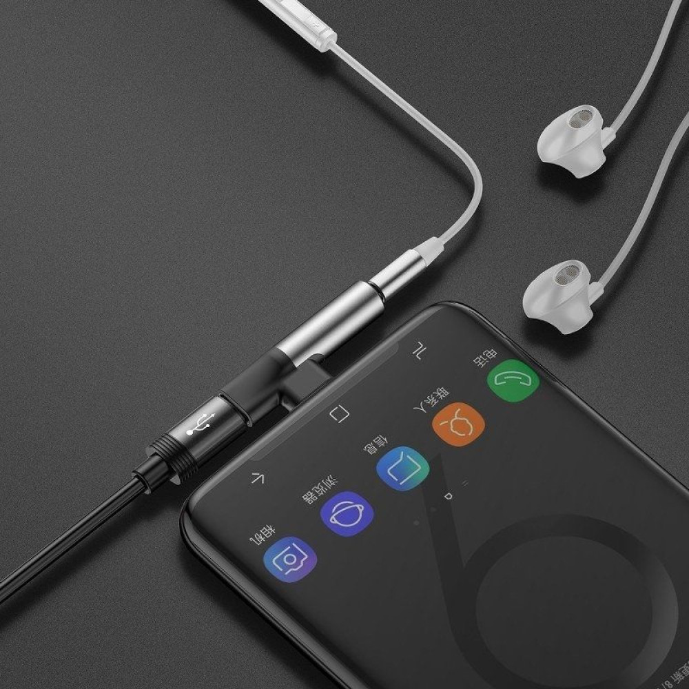 Baseus Adapter L41 USB-C male - 3.5mm female / USB-C female Ασημί
